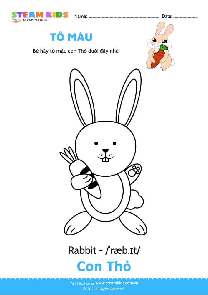 Bài tập Tô màu - Tô màu Con thỏ