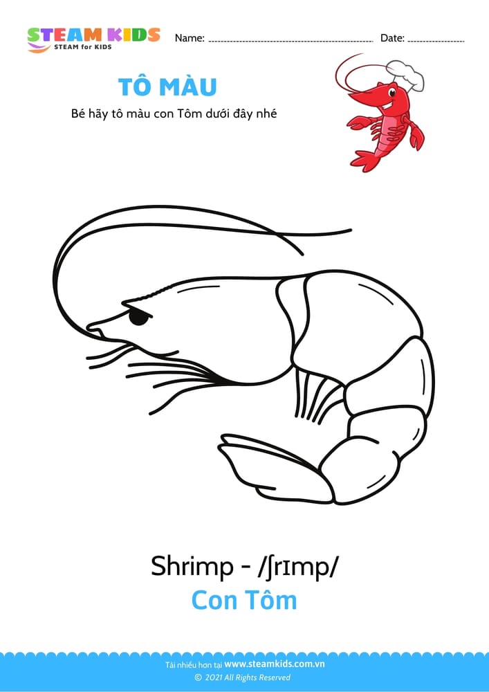 Bài tập Tô màu - Tô màu Con tôm