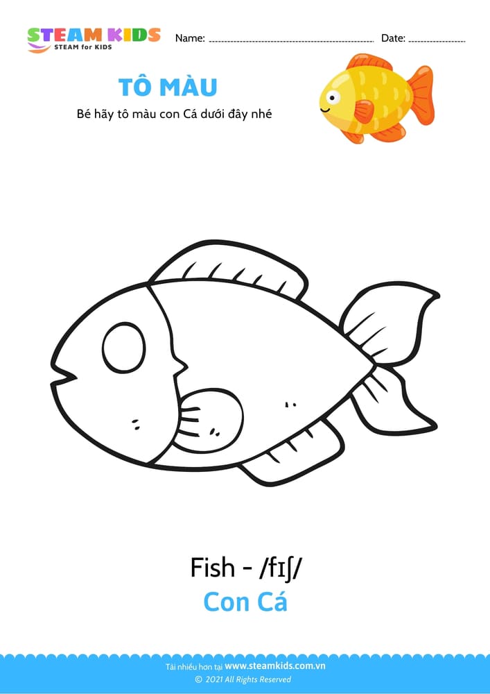 Bài tập Tô màu - Tô màu Con Cá 2