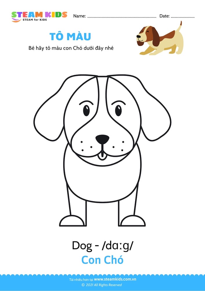 Bài tập Tô màu - Tô màu Con chó 2