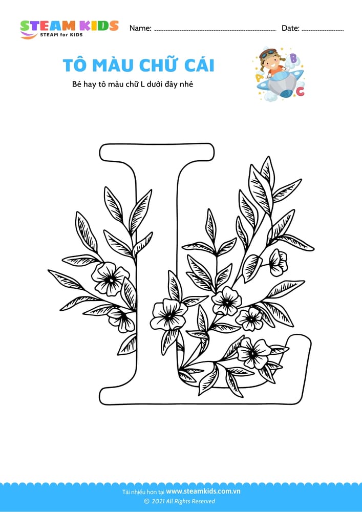 Bài tập Tô màu - Tô màu chữ L