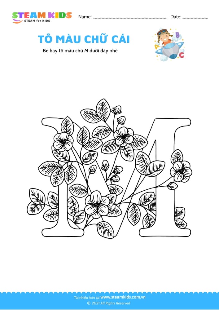 Bài tập Tô màu - Tô màu chữ M