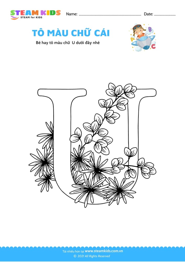 Bài tập Tô màu - Tô màu chữ U