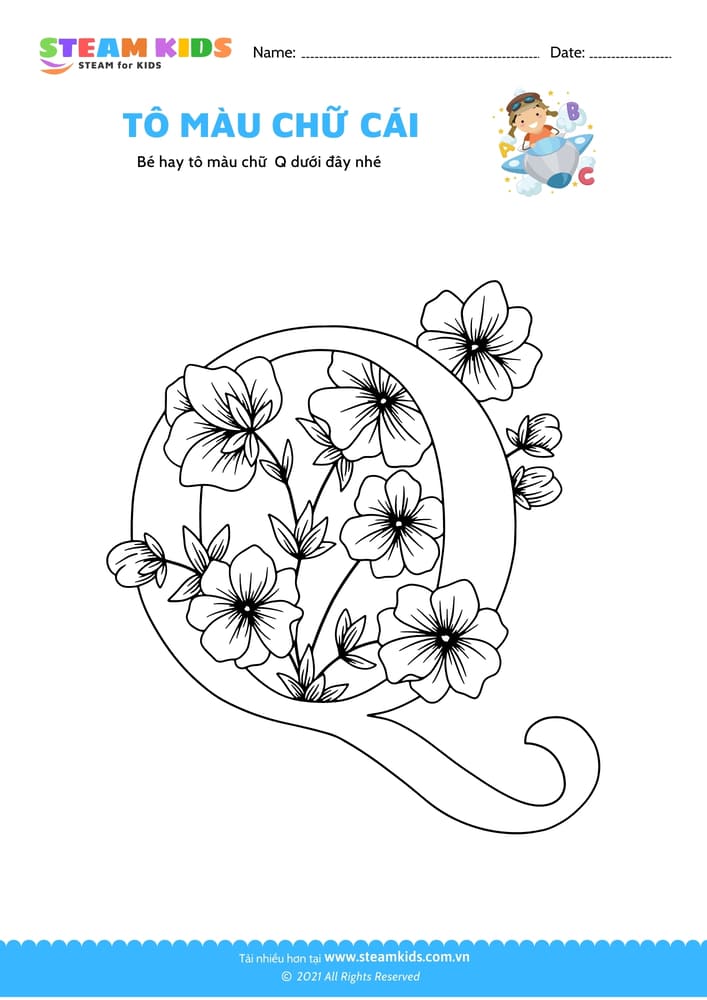 Bài tập Tô màu - Tô màu chữ Q