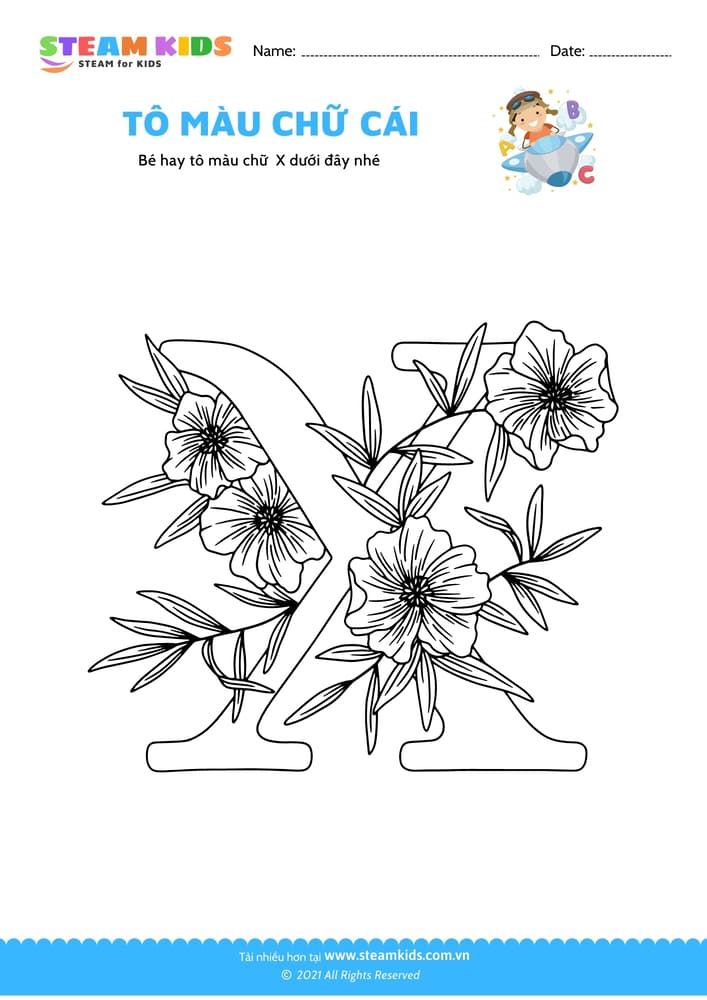 Bài tập Tô màu - Tô màu chữ X