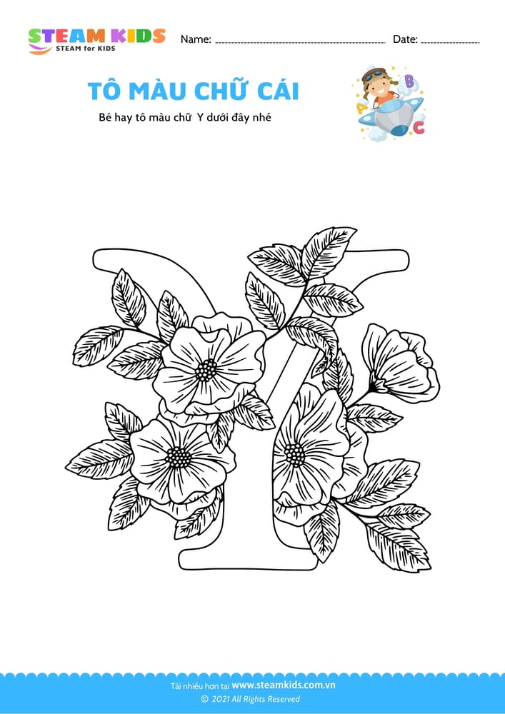 Bài tập Tô màu - Tô màu chữ Y