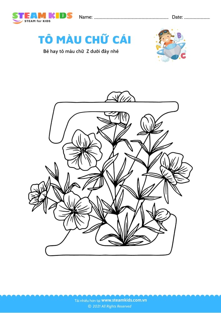 Bài tập Tô màu - Tô màu chữ Z