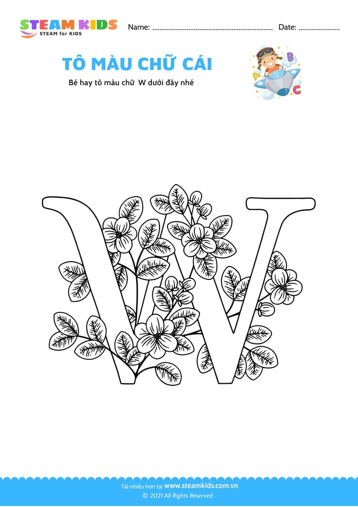 Bài tập Tô màu - Tô màu chữ W