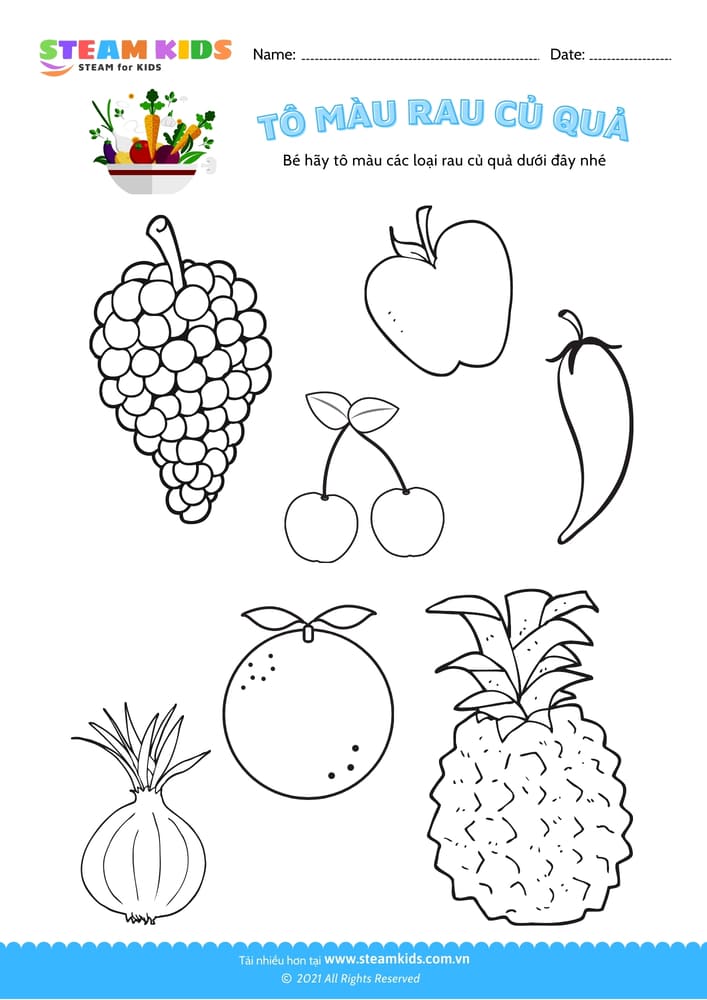 Bài tập Tô màu - Tô màu rau củ quả - B7