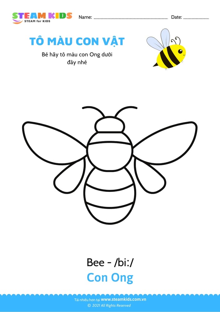Bài tập Tô màu - Tô màu con Ong