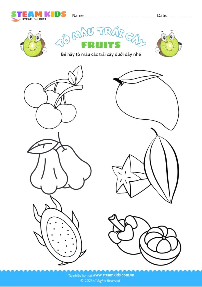 Bài tập Tô màu - Tô màu trái cây - B10
