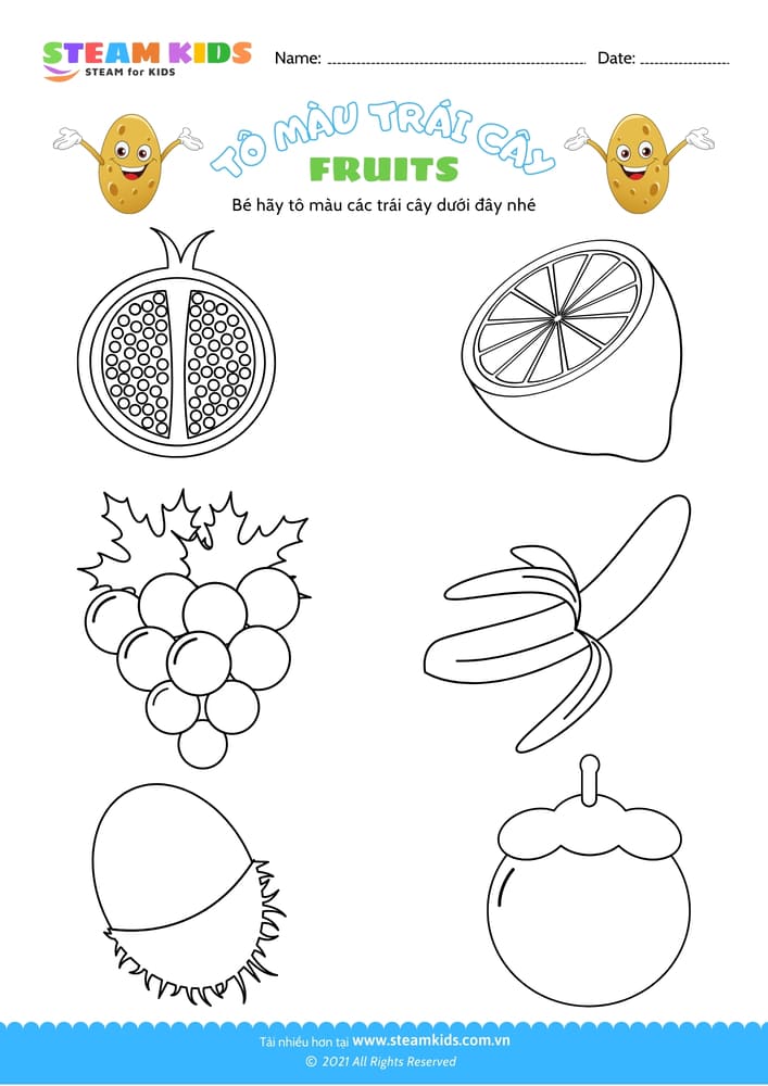Bài tập Tô màu - Tô màu trái cây - B11