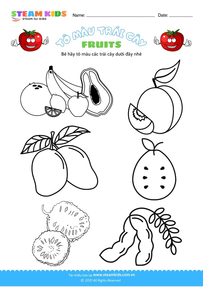 Bài tập Tô màu - Tô màu trái cây - B13