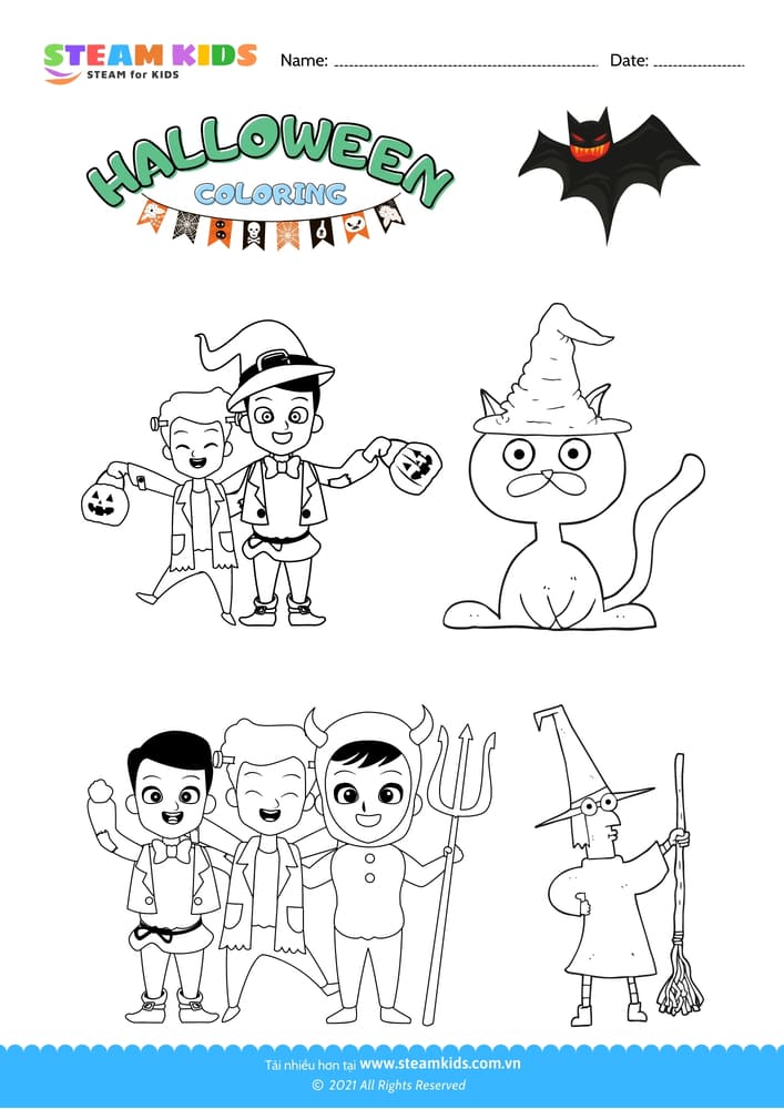 Bài tập Tô màu - Tô màu sự kiện Halloween - B6