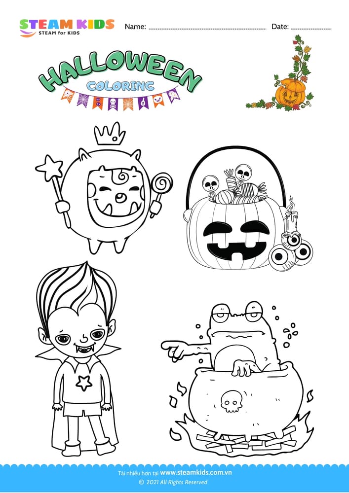 Bài tập Tô màu - Tô màu sự kiện Halloween - B7