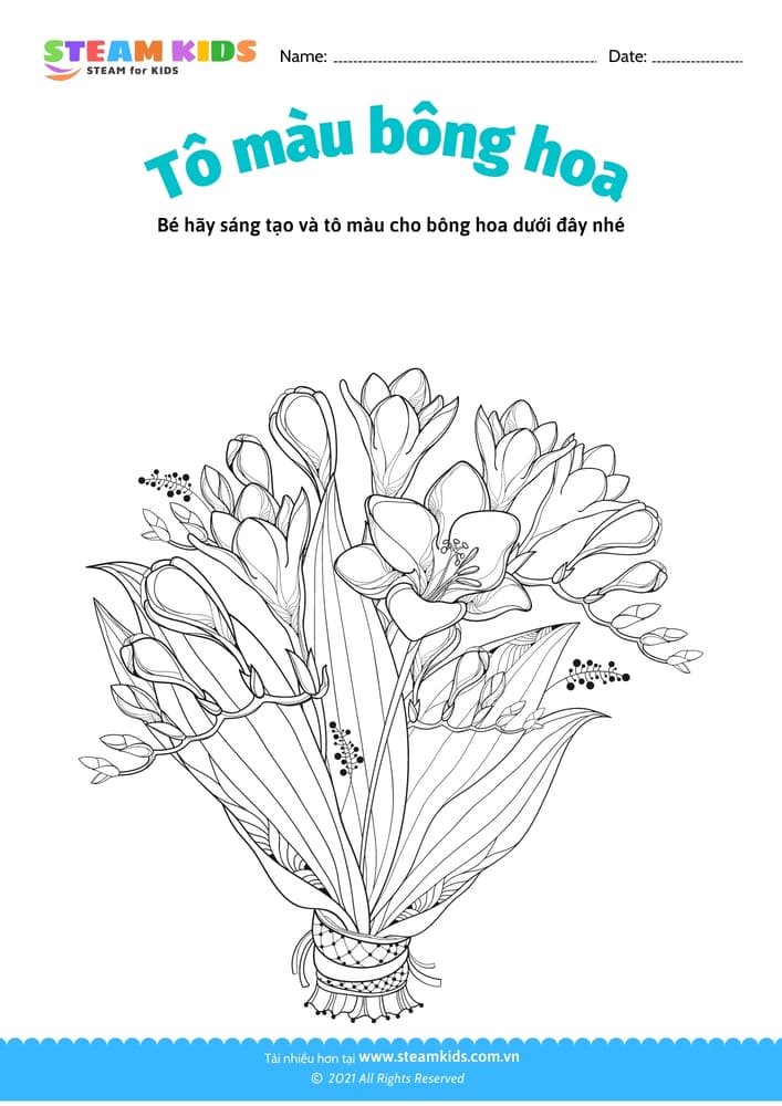 Bài tập Tô màu - Tô màu bông hoa - B18