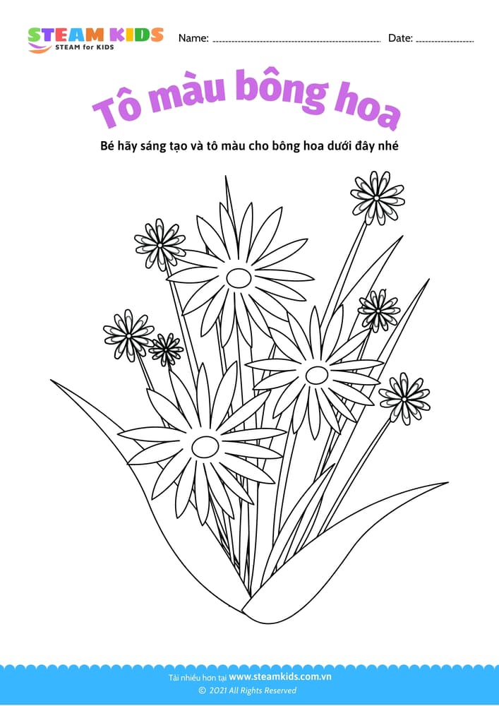 Bài tập Tô màu - Tô màu bông hoa - B21