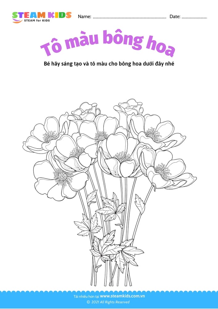 Bài tập Tô màu - Tô màu bông hoa - B22