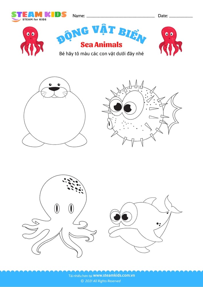 Bài tập Tô màu - Tô màu động vật - B4