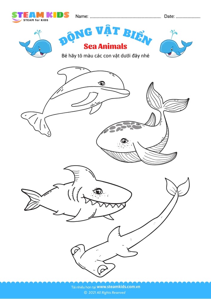 Bài tập Tô màu - Tô màu động vật - B8