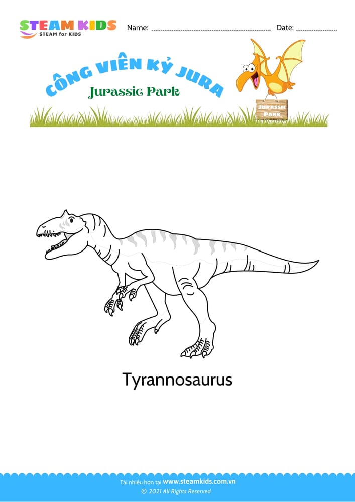Bài tập Tô màu - Tô màu khủng long - B1
