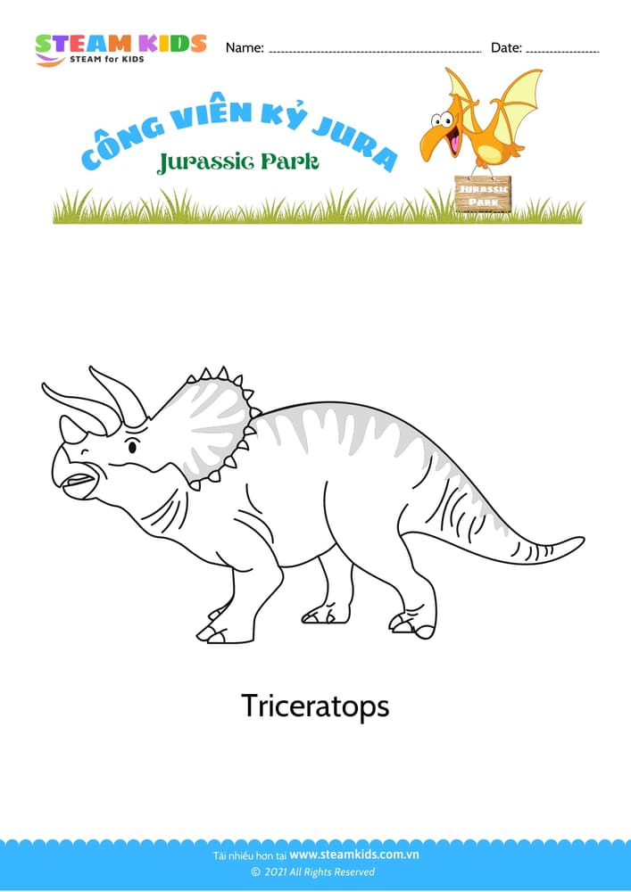Bài tập Tô màu - Tô màu khủng long - B4