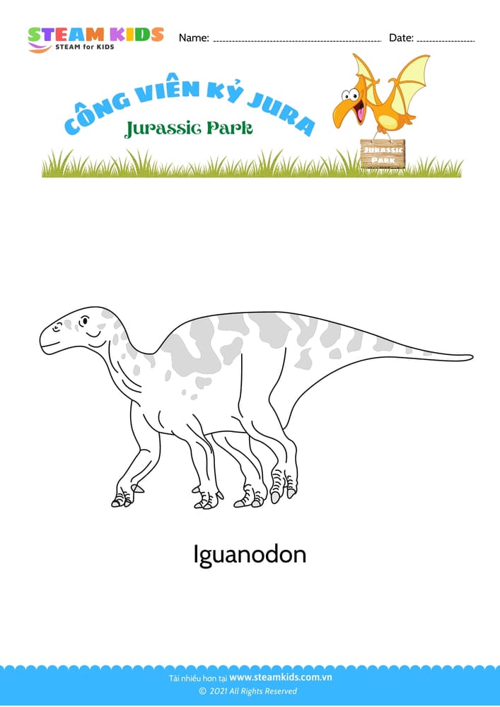 Bài tập Tô màu - Tô màu khủng long - B5