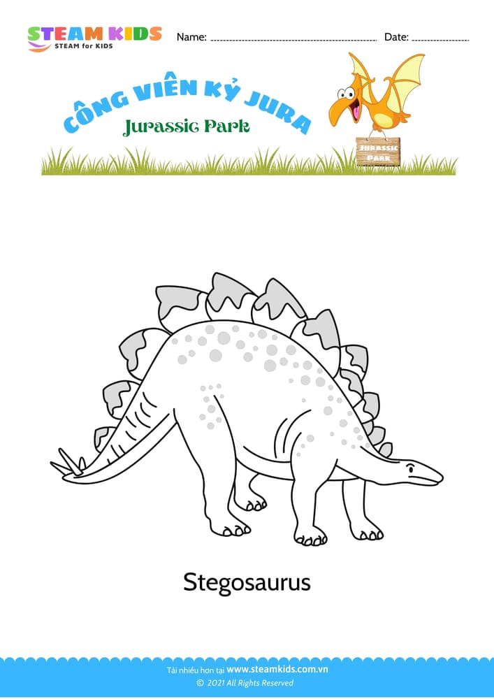 Bài tập Tô màu - Tô màu khủng long - B6