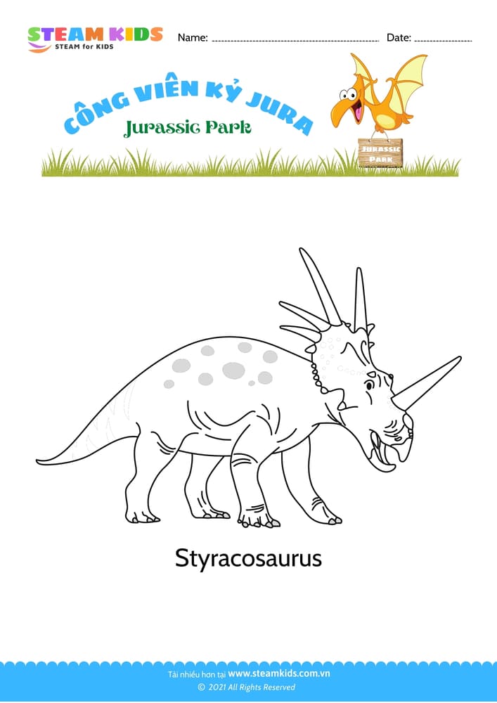 Bài tập Tô màu - Tô màu khủng long - B15