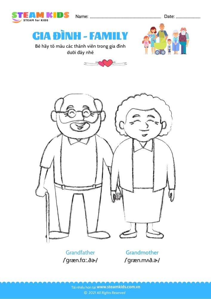 Bài tập Tô màu - Tô màu gia đình - B1