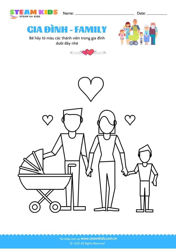 Bài tập Tô màu - Tô màu gia đình - B5
