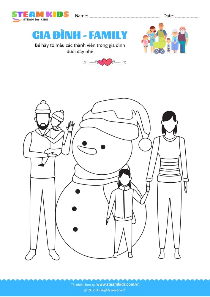 Bài tập Tô màu - Tô màu gia đình - B6