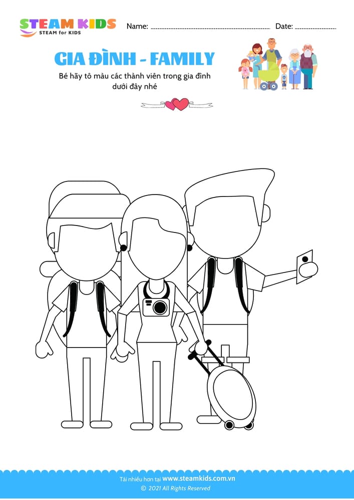 Bài tập Tô màu - Tô màu gia đình - B7