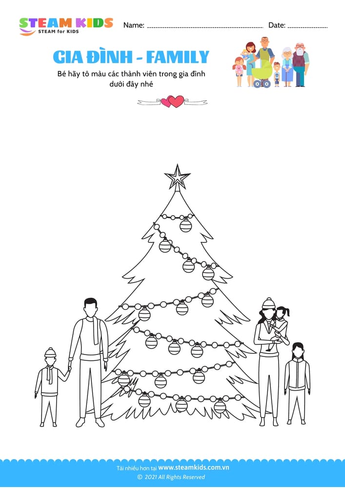 Bài tập Tô màu - Tô màu gia đình - B9