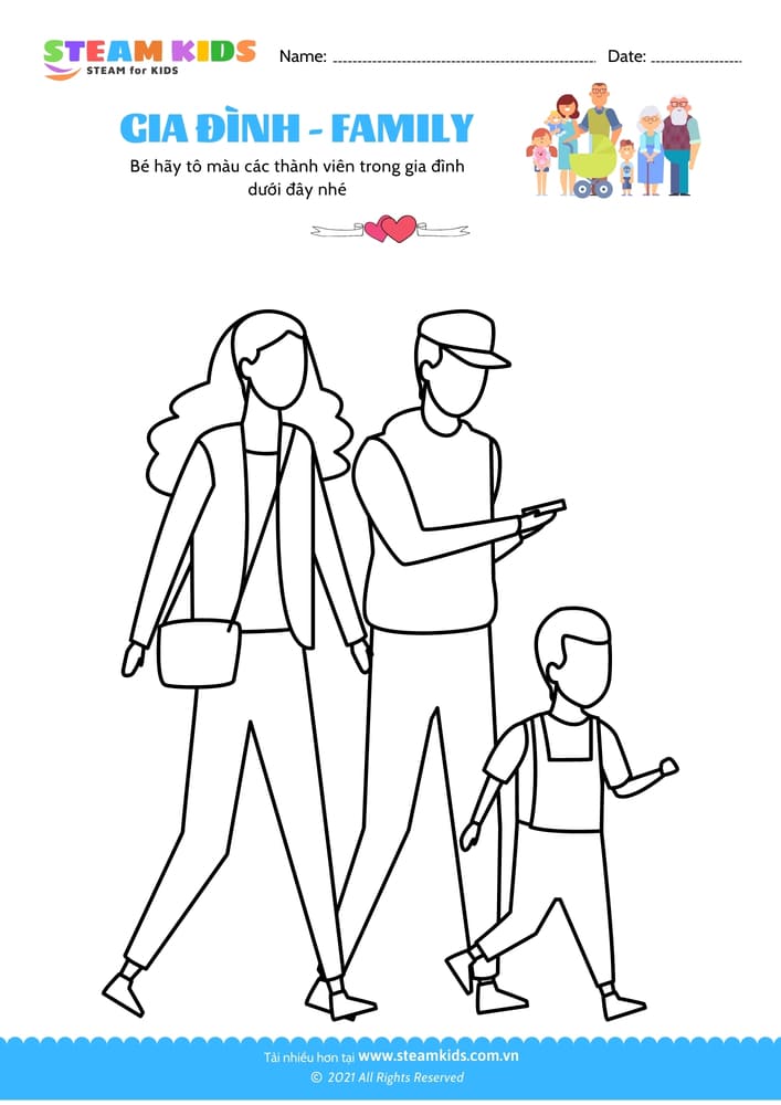 Bài tập Tô màu - Tô màu gia đình - B10