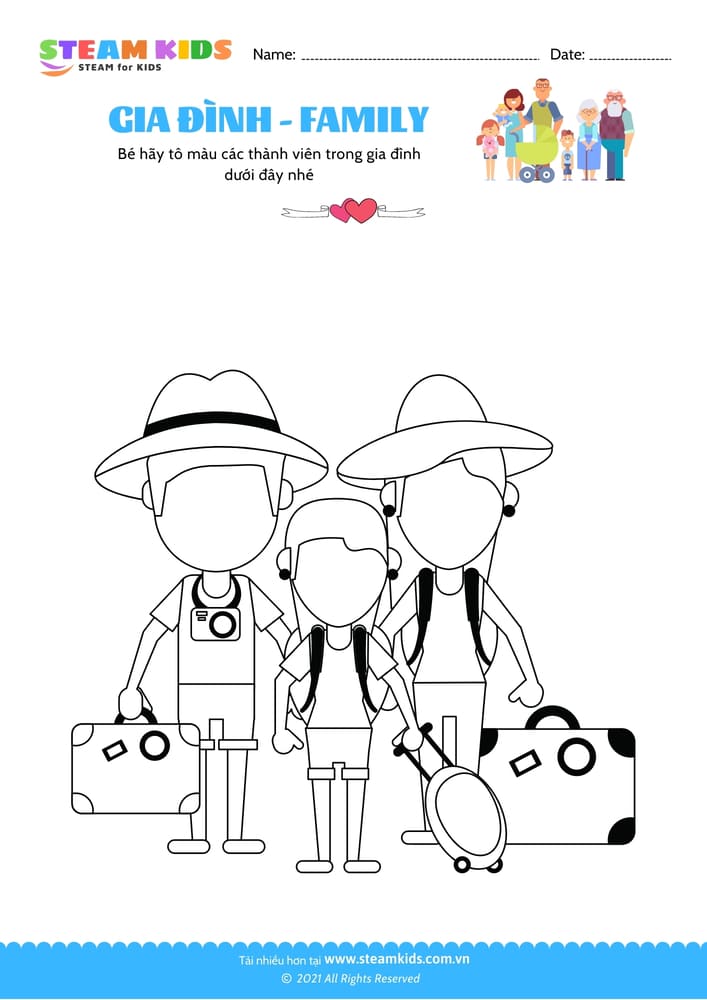 Bài tập Tô màu - Tô màu gia đình - B12