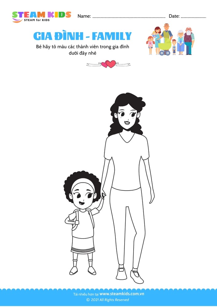 Bài tập Tô màu - Tô màu gia đình - B17