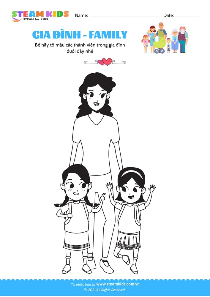 Bài tập Tô màu - Tô màu gia đình - B18