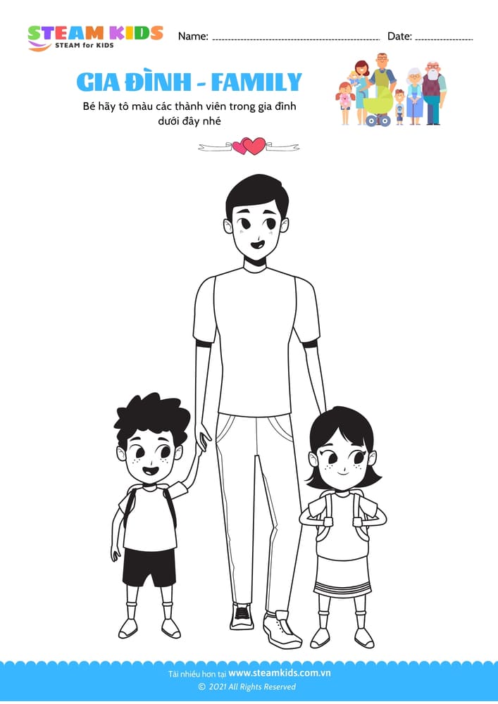 Bài tập Tô màu - Tô màu gia đình - B19