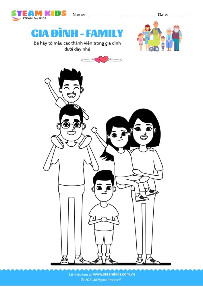 Bài tập Tô màu - Tô màu gia đình - B20