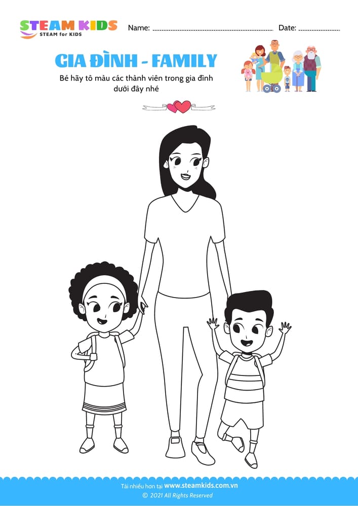 Bài tập Tô màu - Tô màu gia đình - B21