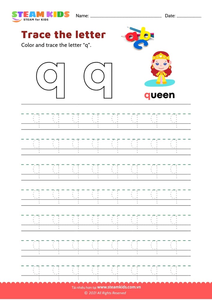 Bài tập tiếng anh - Write lowercase letter 