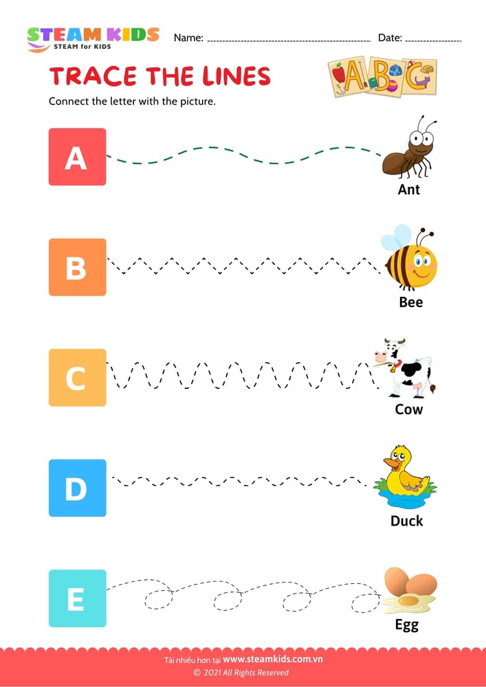 Bài tập tiếng anh - Trace the lines - B1
