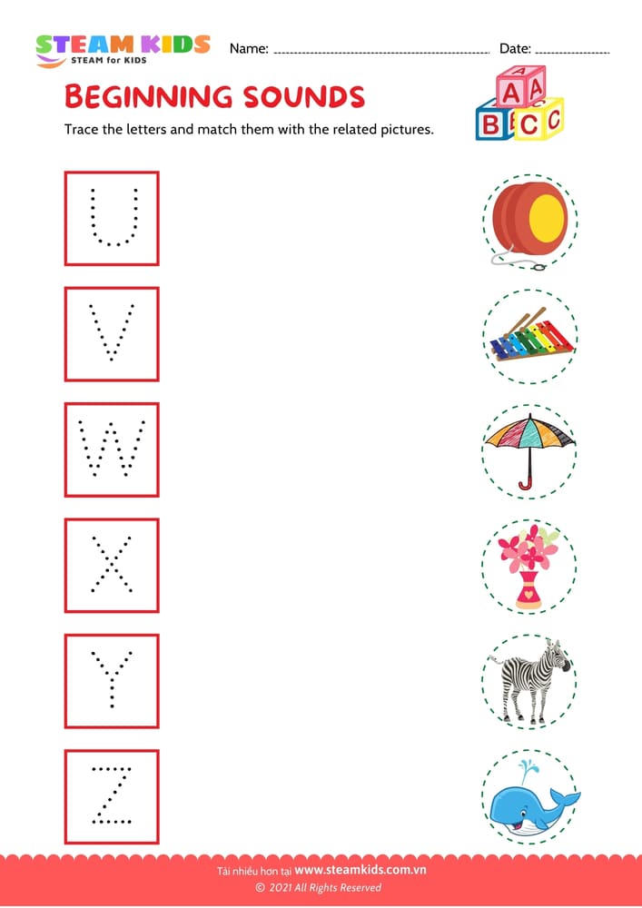 Bài tập tiếng anh - Beginning Sounds - B5