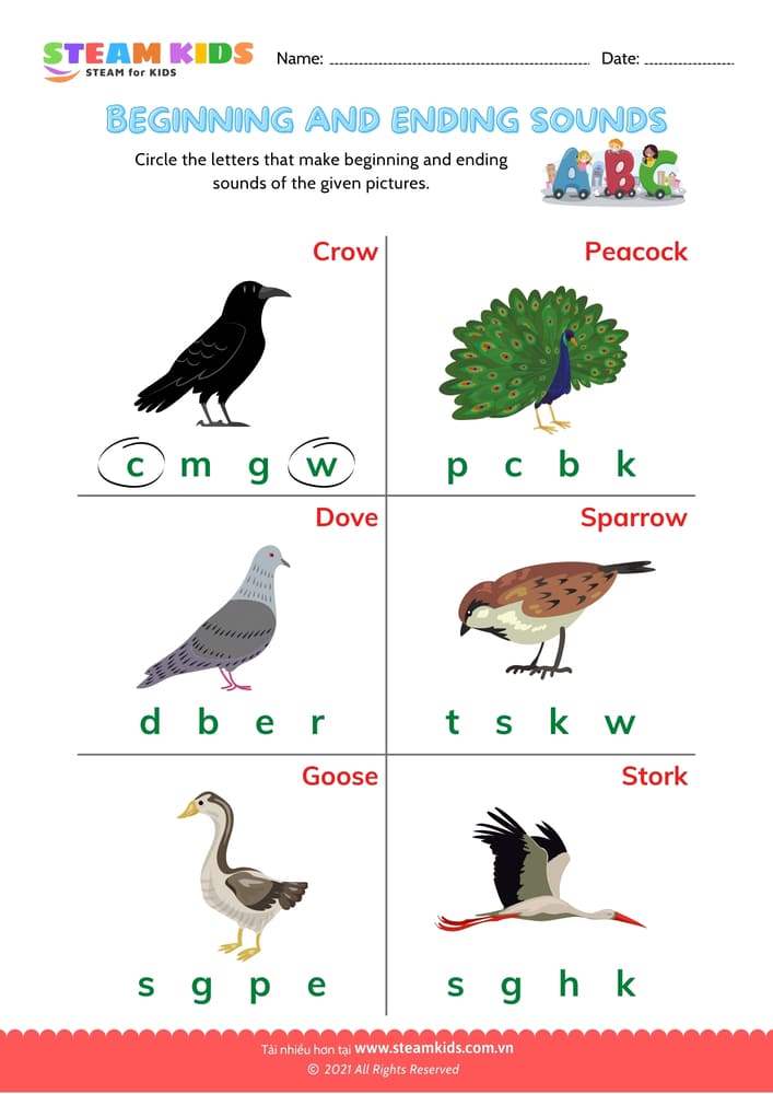 Bài tập tiếng anh - Beginning & Ending Sounds - B4