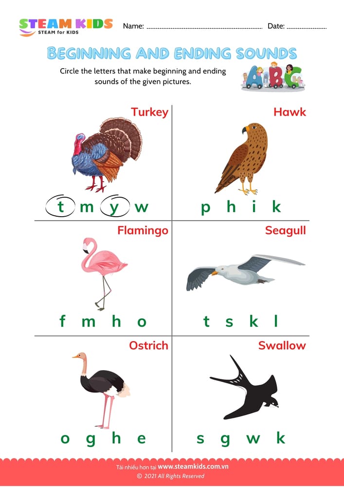 Bài tập tiếng anh - Beginning & Ending Sounds - B5