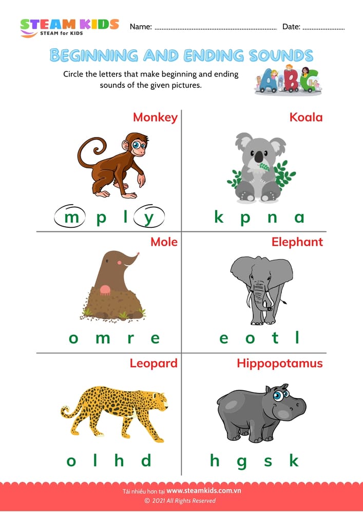 Bài tập tiếng anh - Beginning & Ending Sounds - B8