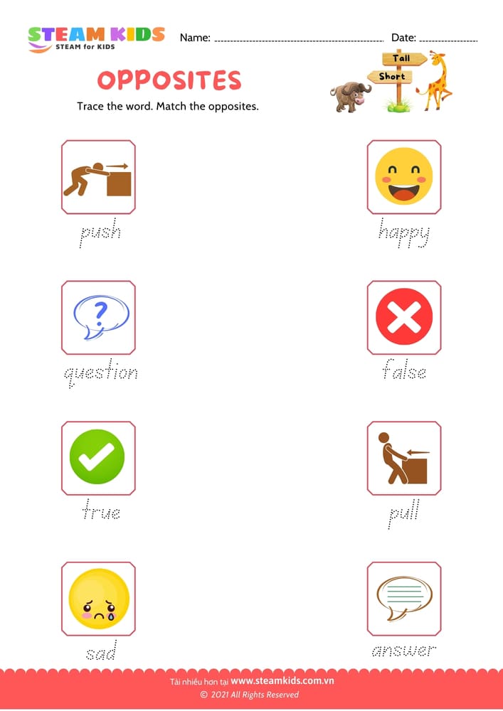 Bài tập tiếng anh - Opposite Words - B6