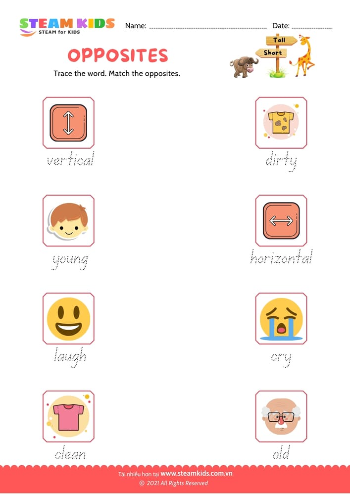 Bài tập tiếng anh - Opposite Words - B8