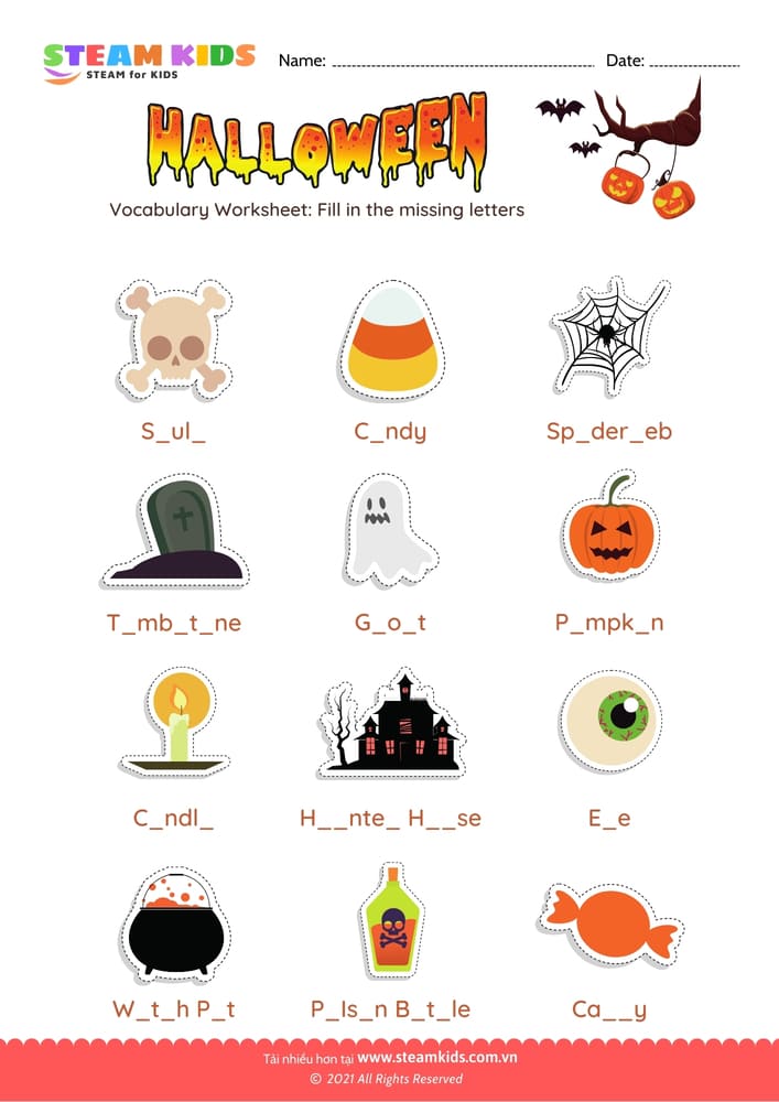 Bài tập tiếng anh - Halloween